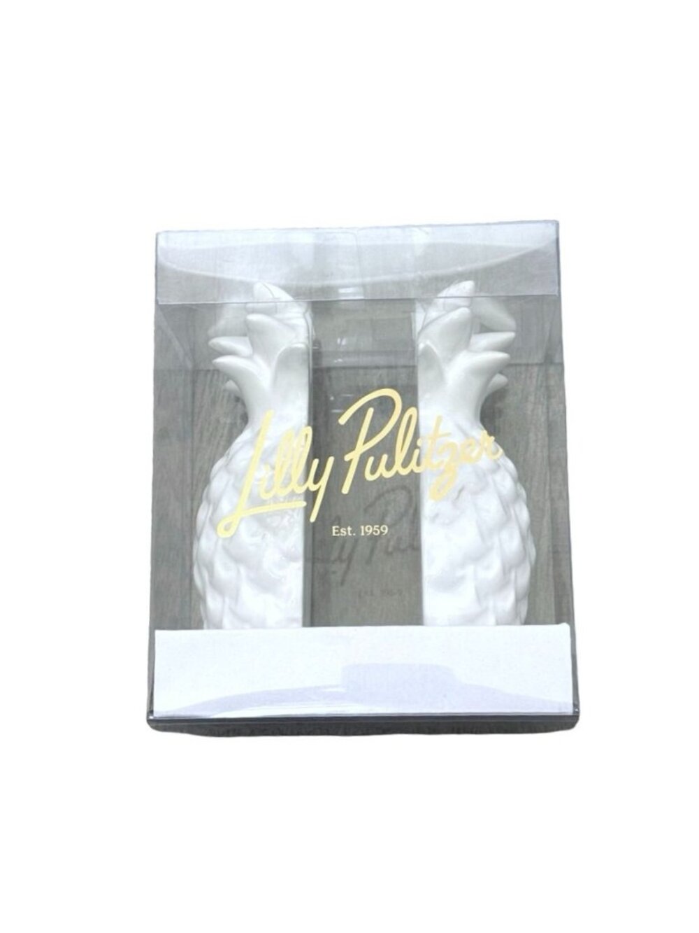 Lilly Pulitzer Ceramic Pineapple Napkin Holder White Tabletop Accessory NIB